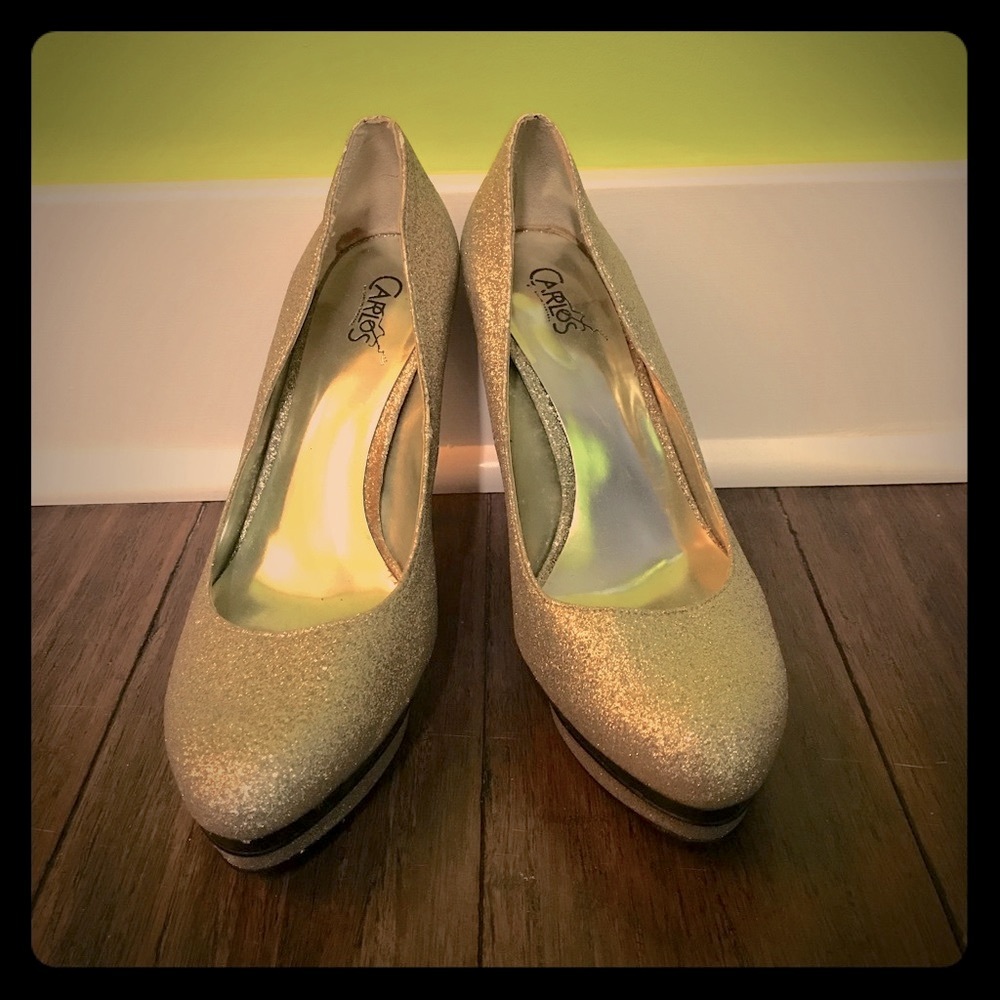 Carlos Santana Metallic Pumps Heels Shoes Gold 7